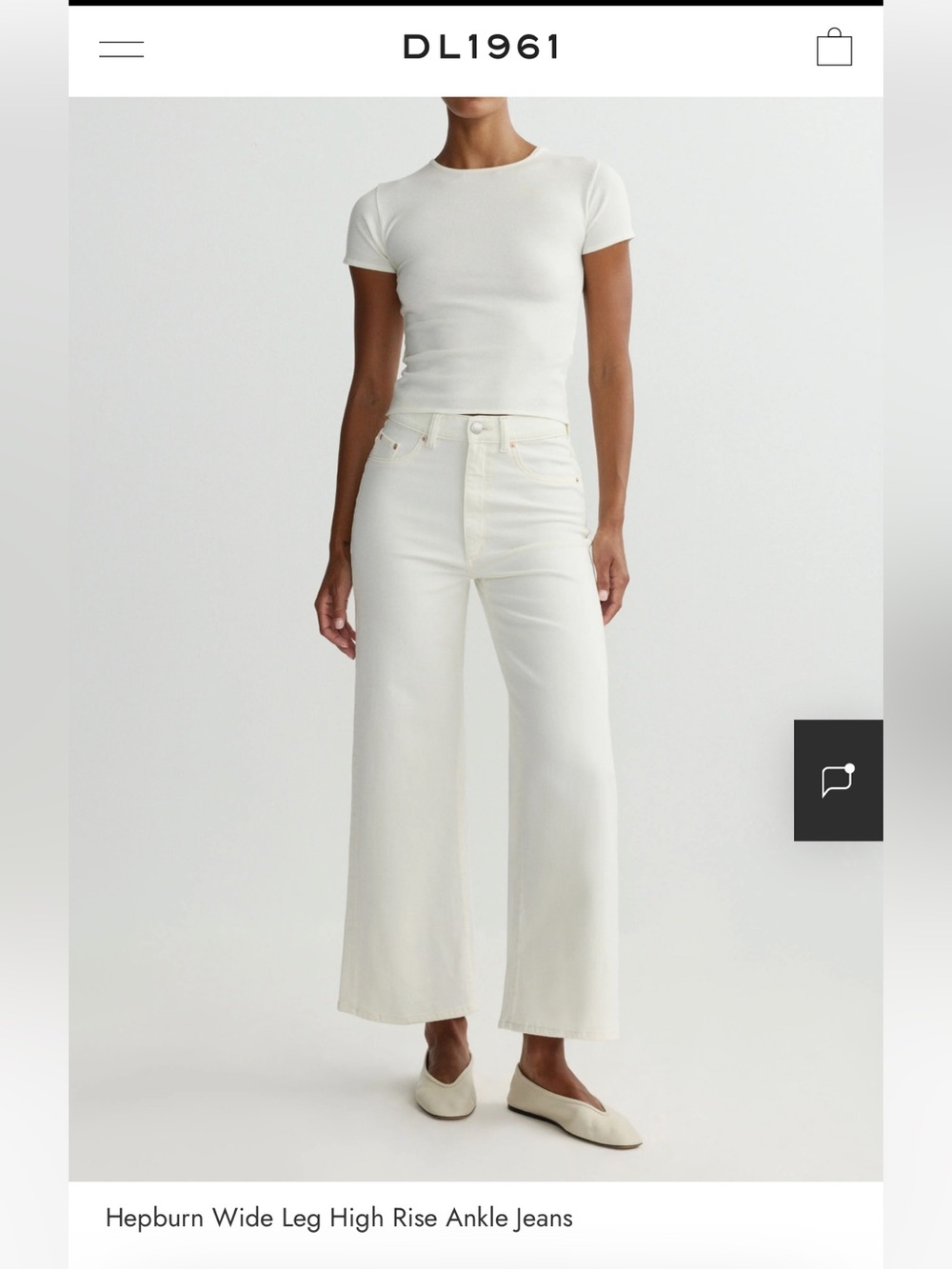 DL1961 Hepburn High Rise Vintage Jeans in Eggshell